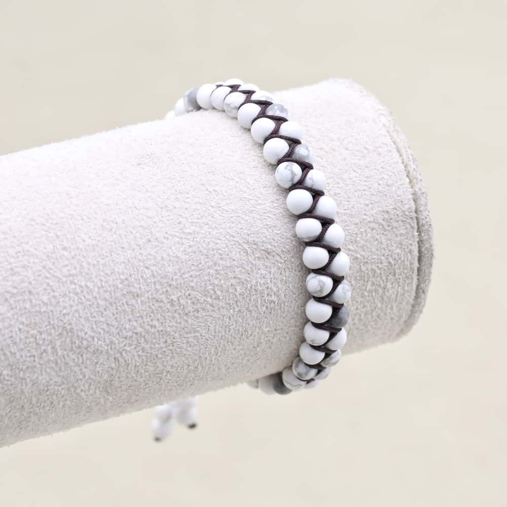 Peace and Fortune: White Turquoise Red Agate Woven Boho Bracelet