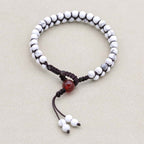 Peace and Fortune: White Turquoise Red Agate Woven Boho Bracelet