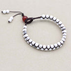 Peace and Fortune: White Turquoise Red Agate Woven Boho Bracelet