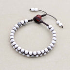 Peace and Fortune: White Turquoise Red Agate Woven Boho Bracelet
