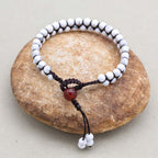 Peace and Fortune: White Turquoise Red Agate Woven Boho Bracelet