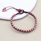 Love & Fortune: Rhodonite Red Agate Woven Boho Bracelet