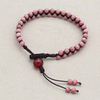 Love & Fortune: Rhodonite Red Agate Woven Boho Bracelet