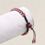 Love & Fortune: Rhodonite Red Agate Woven Boho Bracelet