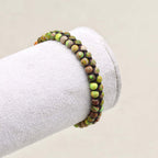 Balance and Fortune: Green Imperial Jasper Red Agate Boho Bracelet