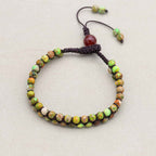 Balance and Fortune: Green Imperial Jasper Red Agate Boho Bracelet