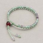 Clarity and Fortune: Rainbow Fluorite Red Agate Woven Boho Bracelet