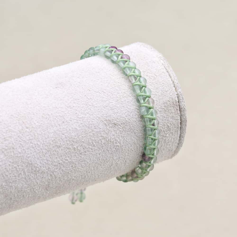 Clarity and Fortune: Rainbow Fluorite Red Agate Woven Boho Bracelet