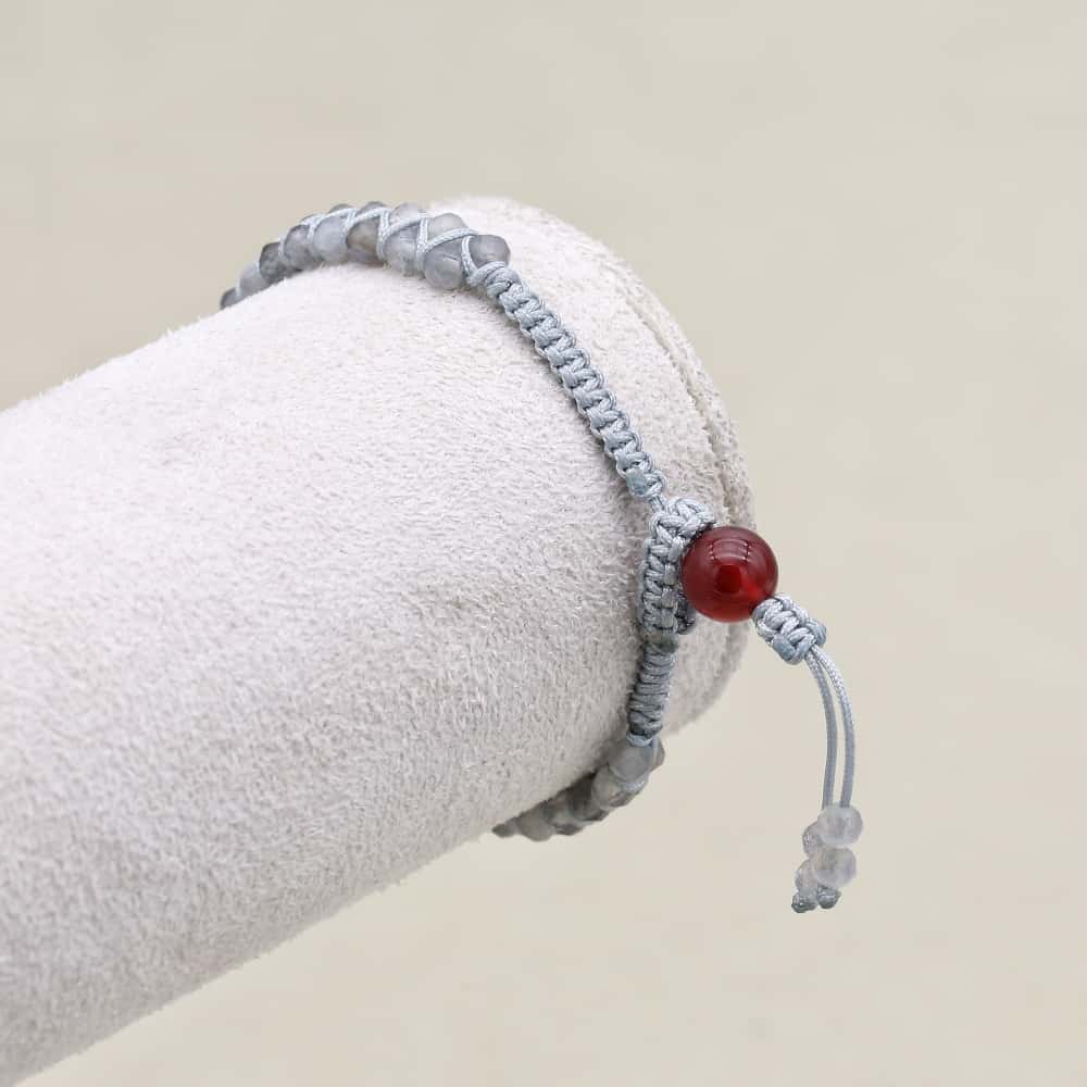 Transformation and Fortune: Faceted Labradorite Red Agate Boho Bracelet