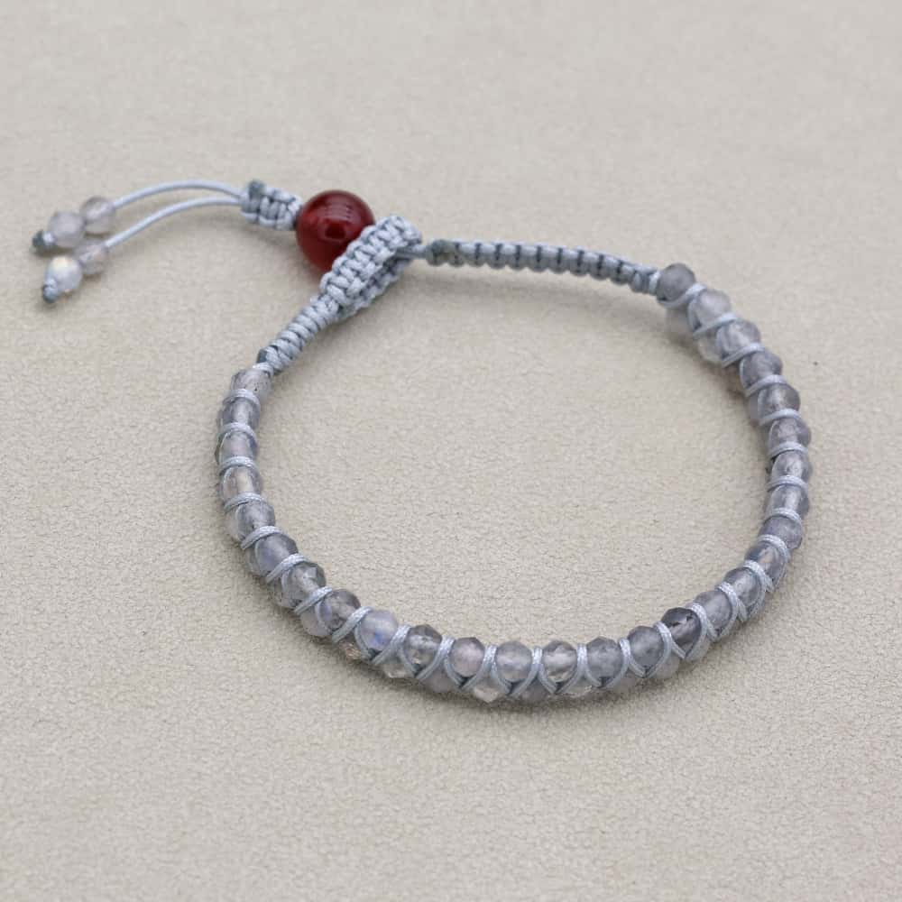 Transformation and Fortune: Faceted Labradorite Red Agate Boho Bracelet