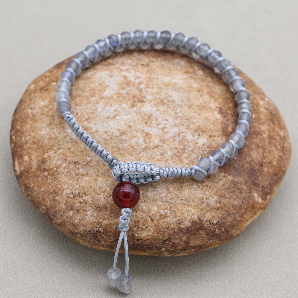 Transformation and Fortune: Faceted Labradorite Red Agate Boho Bracelet
