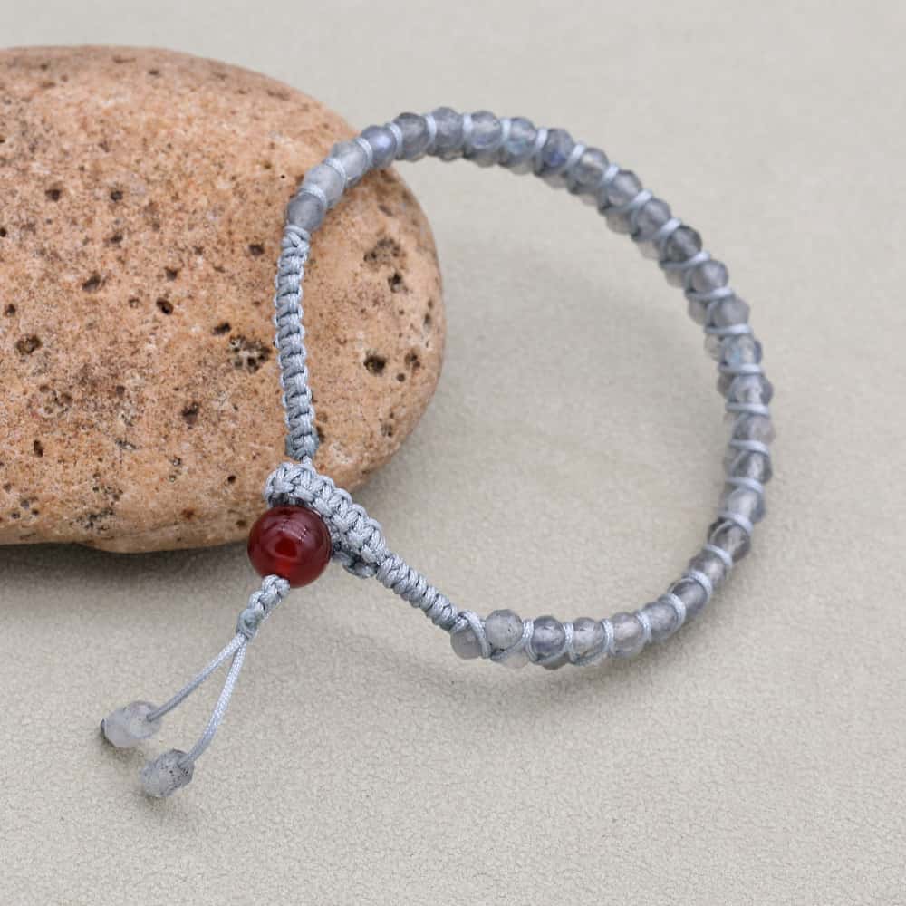 Transformation and Fortune: Faceted Labradorite Red Agate Boho Bracelet