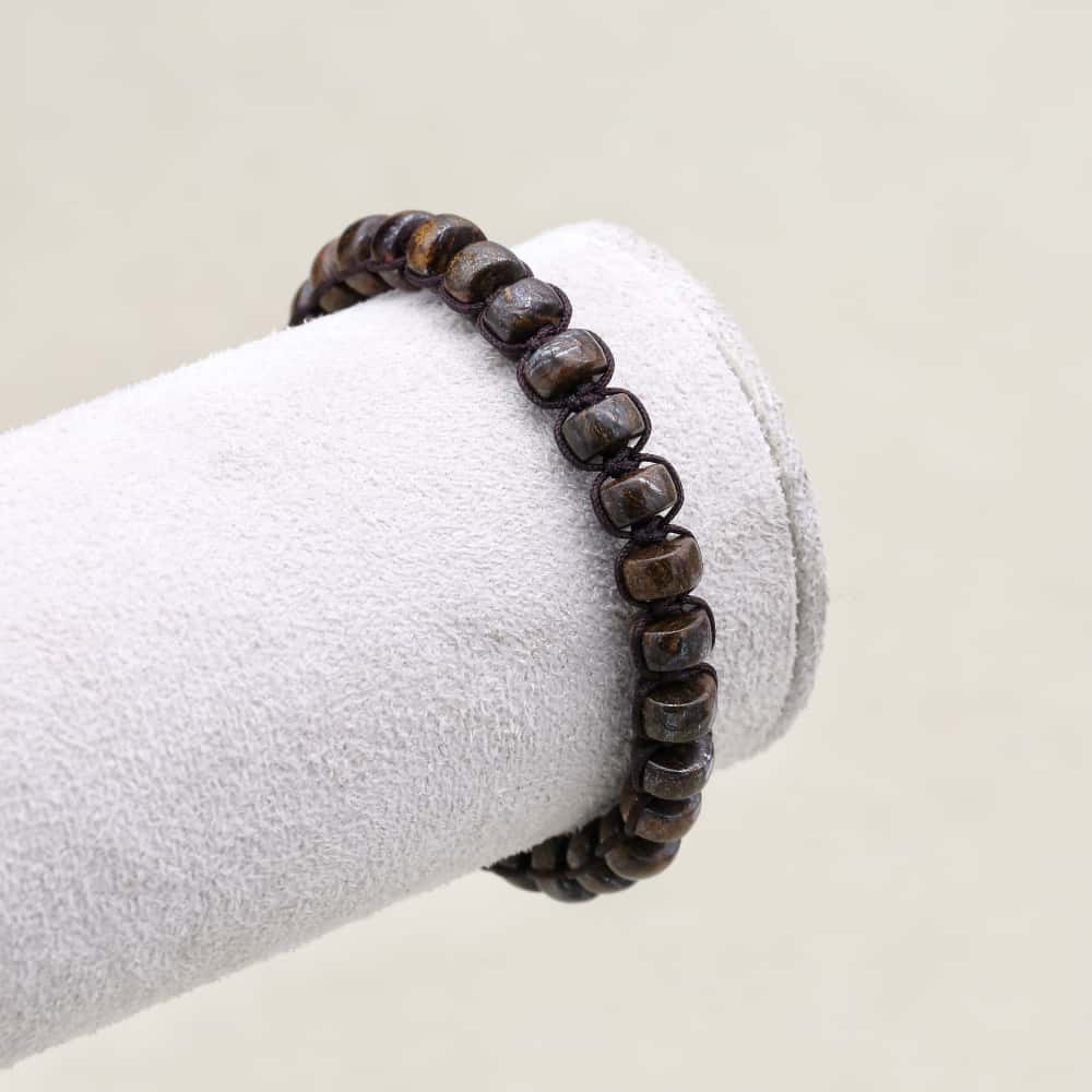 Protection and Prosperity: Bronzite 8mm Red Agate Woven Boho Bracelet
