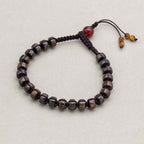 Protection and Prosperity: Bronzite 8mm Red Agate Woven Boho Bracelet