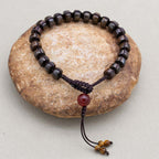 Protection and Prosperity: Bronzite 8mm Red Agate Woven Boho Bracelet