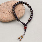 Protection and Prosperity: Bronzite 8mm Red Agate Woven Boho Bracelet
