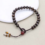 Protection and Prosperity: Bronzite 8mm Red Agate Woven Boho Bracelet