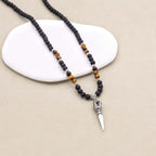 Strength & Protection: Lava Stone Tiger's Eye Vajra Pendant Necklace