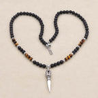 Strength & Protection: Lava Stone Tiger's Eye Vajra Pendant Necklace
