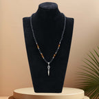 Strength & Protection: Lava Stone Tiger's Eye Vajra Pendant Necklace