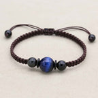 Insight & Protection: 12mm Blue Tiger's Eye Obsidian Woven Bracelet