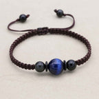 Insight & Protection: 12mm Blue Tiger's Eye Obsidian Woven Bracelet