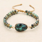 Evolution & Growth: African Turquoise Woven Charm Boho Bracelet