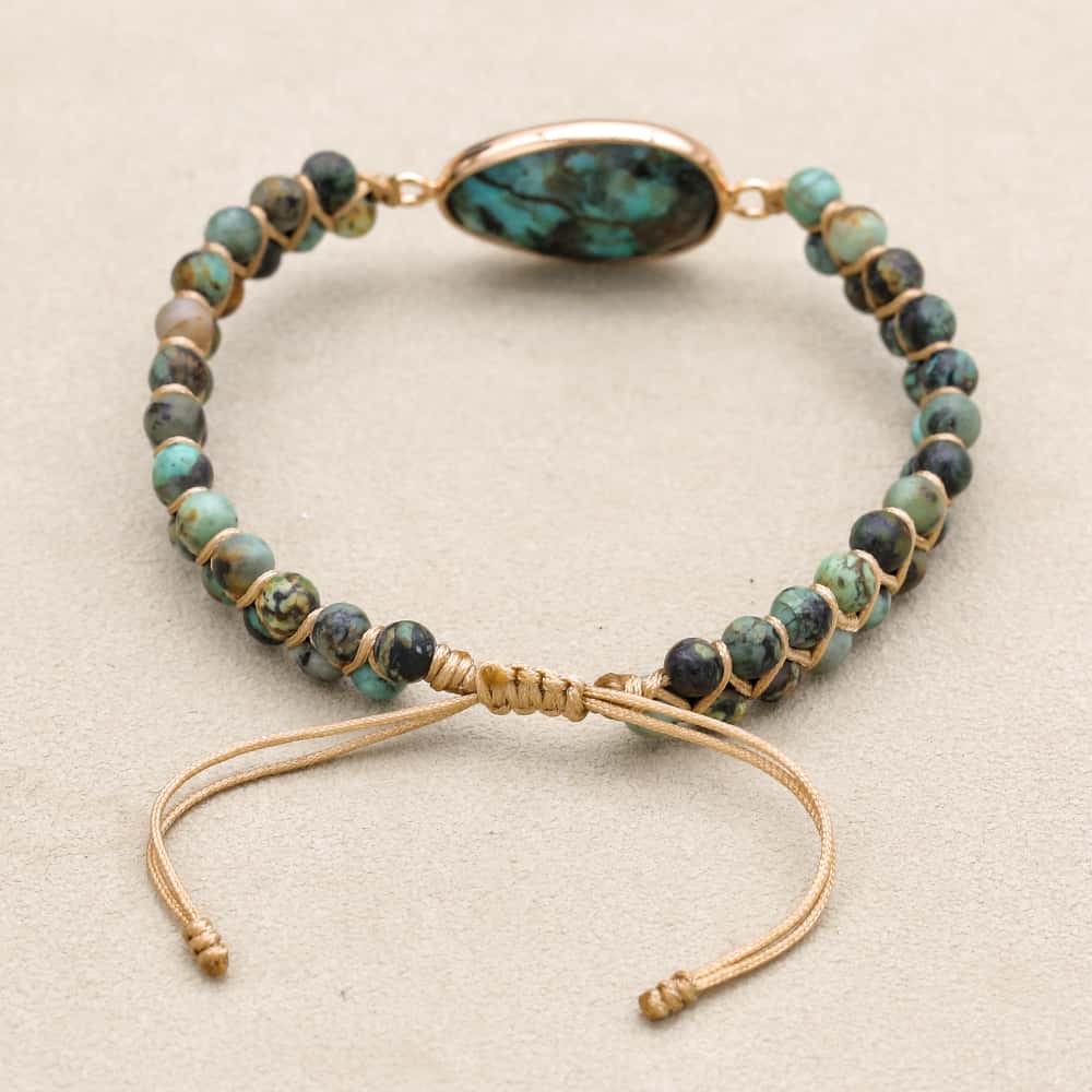 Evolution & Growth: African Turquoise Woven Charm Boho Bracelet