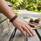 Wisdom and Courage: Lapis Lazuli Tiger's Eye Woven Leather Bracelet
