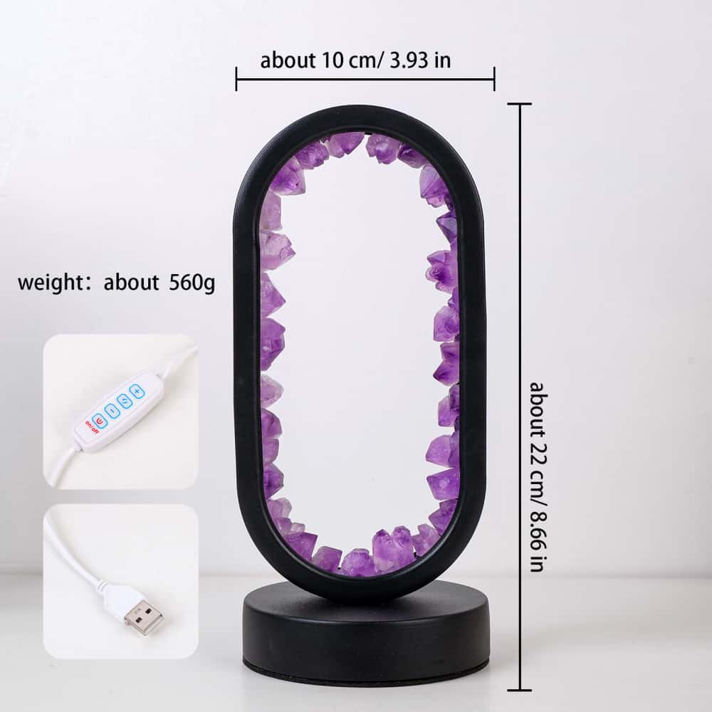 Deep Sleep Sanctuary: Amethyst Oval Halo Crystal Night Light for Calm and Anxiety Relief