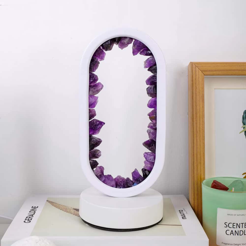 Deep Sleep Sanctuary: Amethyst Oval Halo Crystal Night Light for Calm and Anxiety Relief