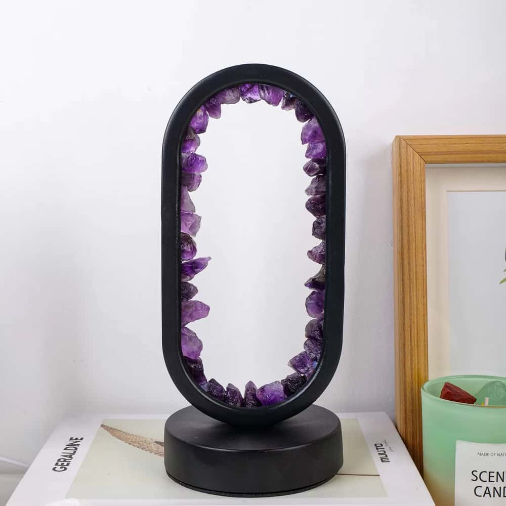 Deep Sleep Sanctuary: Amethyst Oval Halo Crystal Night Light for Calm and Anxiety Relief