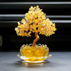 Abundance and Harmony: Natural Crystal Bonsai Money Tree Lotus Placement