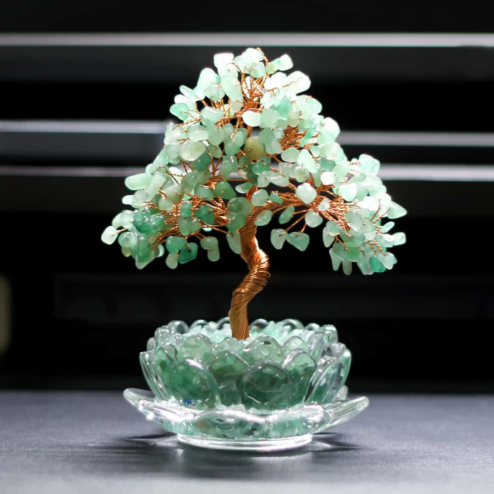 Abundance and Harmony: Natural Crystal Bonsai Money Tree Lotus Placement