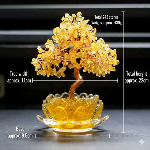 Abundance and Harmony: Natural Crystal Bonsai Money Tree Lotus Placement