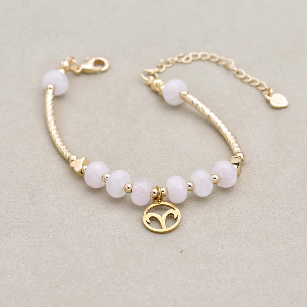 Love and Guardian Zodiac Rose Quartz Abacus Bead Bracelet