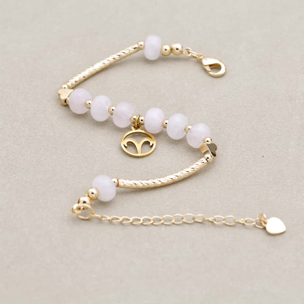 Love and Guardian Zodiac Rose Quartz Abacus Bead Bracelet