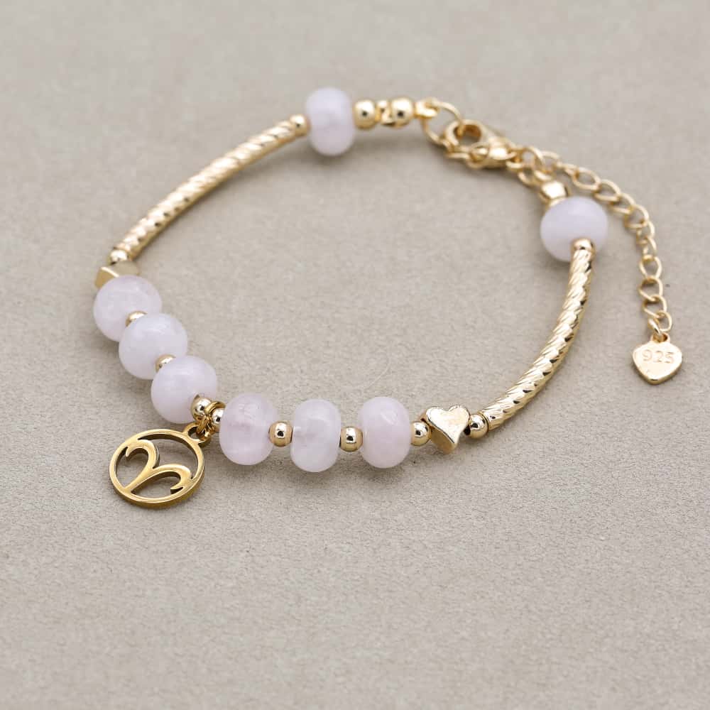 Love and Guardian Zodiac Rose Quartz Abacus Bead Bracelet