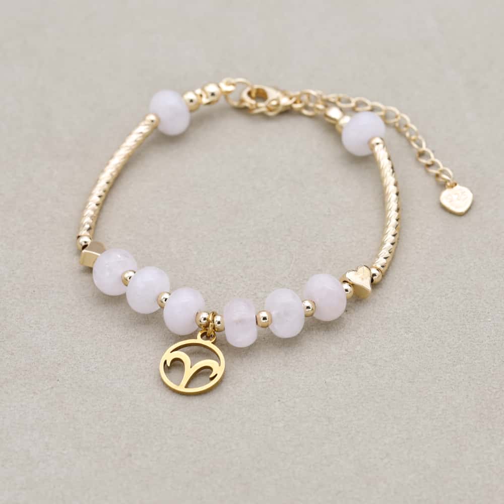 Love and Guardian Zodiac Rose Quartz Abacus Bead Bracelet