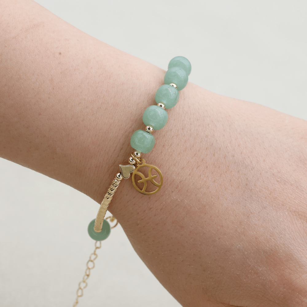 Prosperity and Good Luck Zodiac Green Aventurine Abacus Bead Bracelet