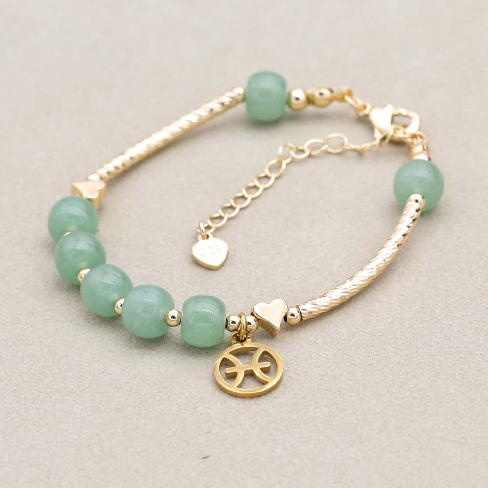 Prosperity and Good Luck Zodiac Green Aventurine Abacus Bead Bracelet
