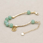 Prosperity and Good Luck Zodiac Green Aventurine Abacus Bead Bracelet