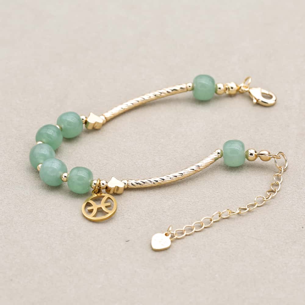 Prosperity and Good Luck Zodiac Green Aventurine Abacus Bead Bracelet