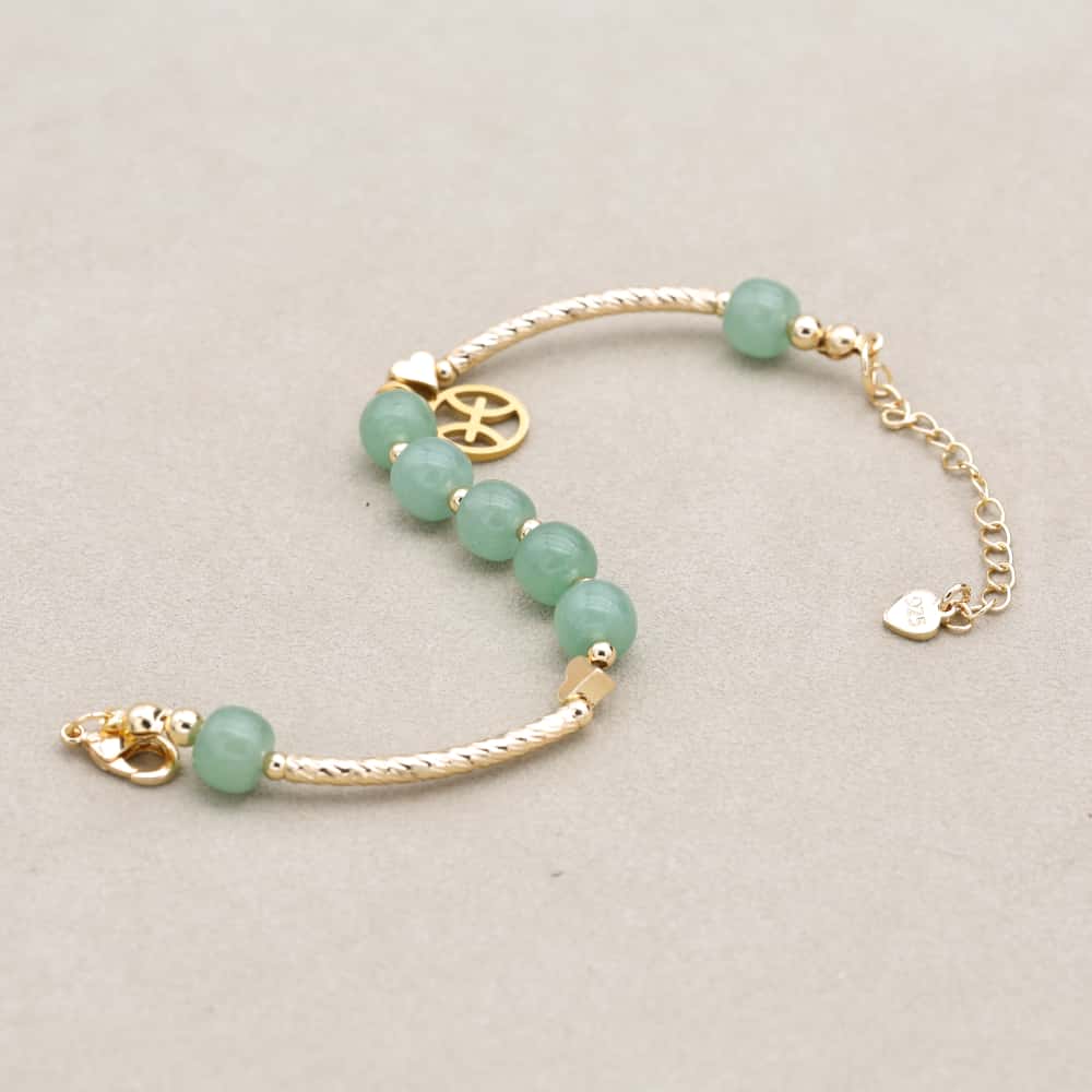 Prosperity and Good Luck Zodiac Green Aventurine Abacus Bead Bracelet