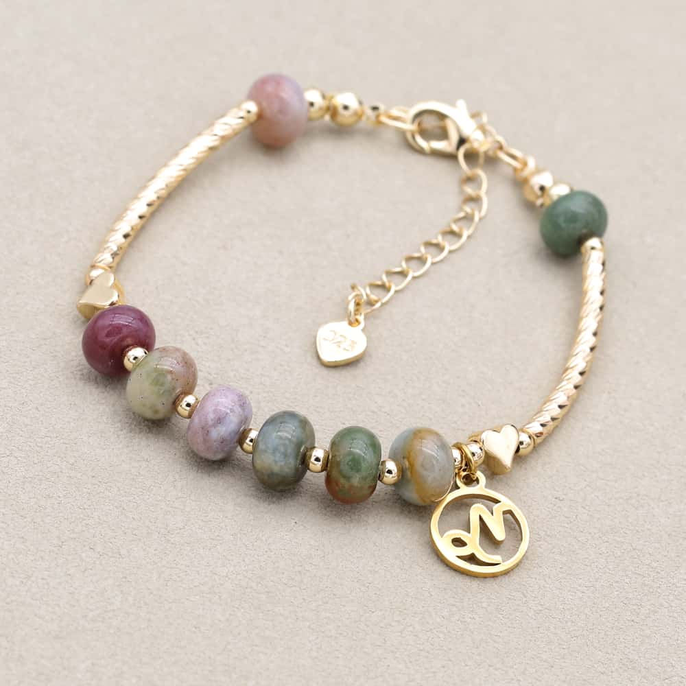 Strength and Harmony Zodiac Indian Agate Abacus Bead Bracelet