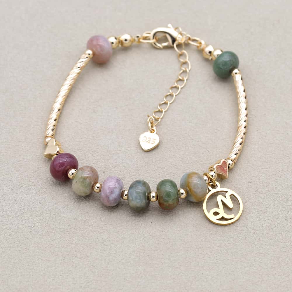 Strength and Harmony Zodiac Indian Agate Abacus Bead Bracelet