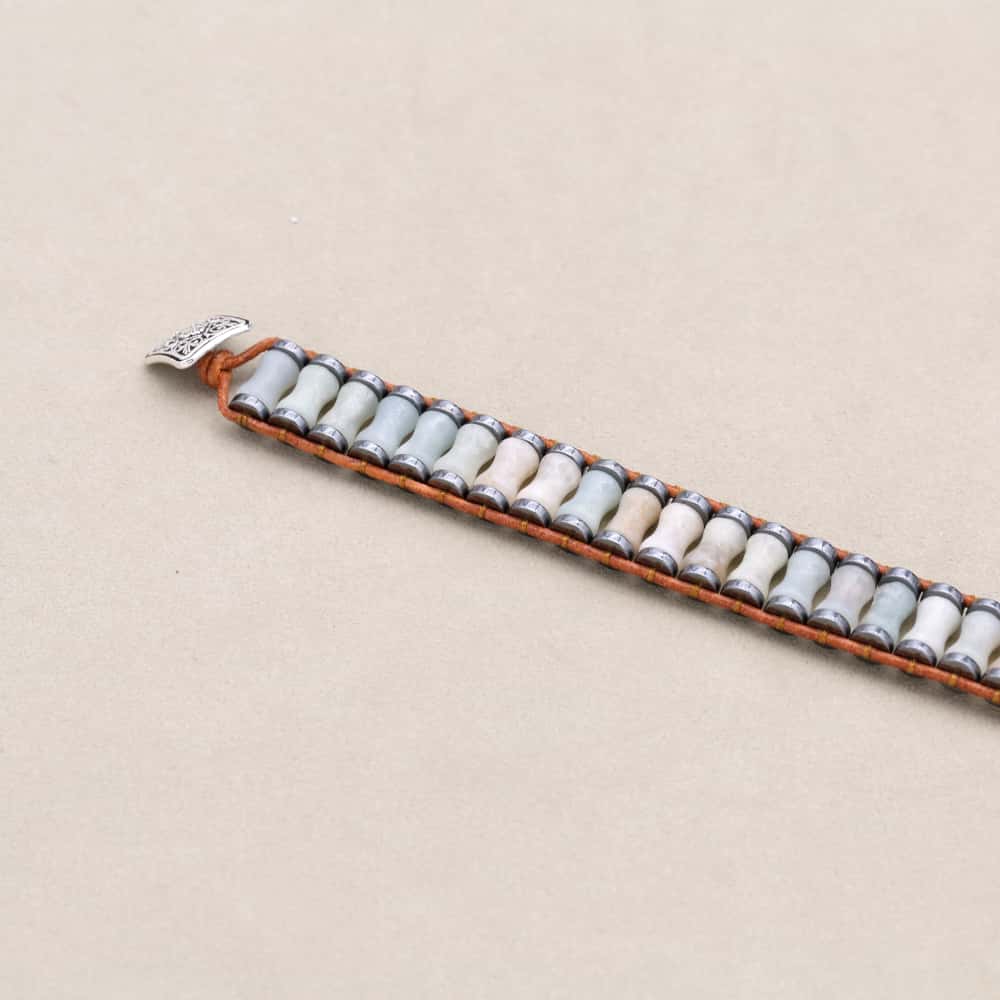 Hope and Balance Amazonite Bamboo Leather Bracelet