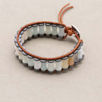 Hope and Balance Amazonite Bamboo Leather Bracelet
