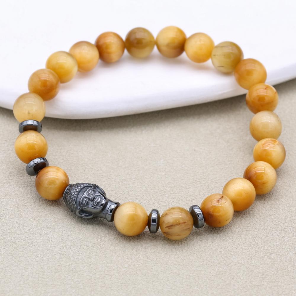 Wealth and Mindfulness Golden Tiger Eye Buddha Bracelet