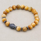 Reichtum und Achtsamkeit Buddha-Armband aus goldenem Tigerauge